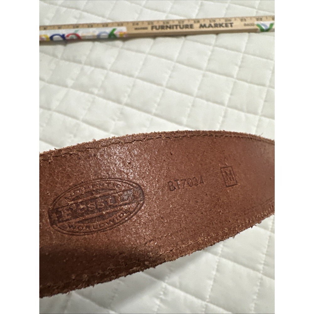 Fossil Womens Brown Leather Belt Gold Buckle Medium Leather Adjustable Solid - Picture 3 of 15